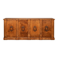 French Provincial Wall Cabinet - Antiqued Walnut with Carved Crest Medallions - additional view