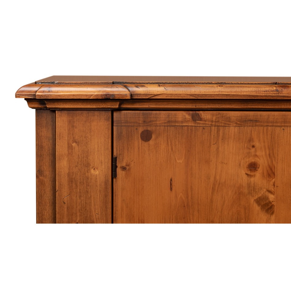 French Provincial Wall Cabinet - Antiqued Walnut with Carved Crest Medallions - additional view