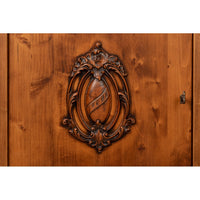 French Provincial Wall Cabinet - Antiqued Walnut with Carved Crest Medallions - additional view