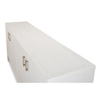 Top angle showing the white case finish and slim cabinet profile