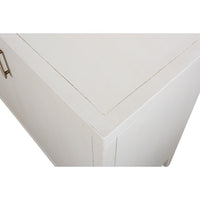 Close-up of mitered top corner and white ash veneer finish