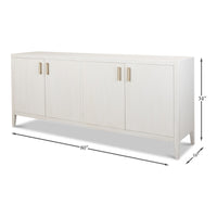 Dimension drawing for White Sideboard with Brass Handles