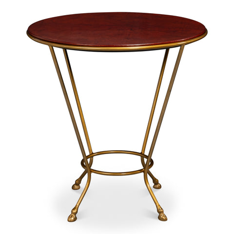 Regency Leather Side Table with Cast-Iron Base