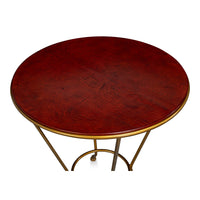Regency Leather Side Table with Cast-Iron Base, view 3
