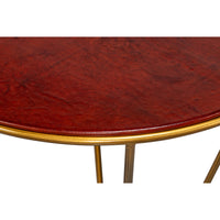Regency Leather Side Table with Cast-Iron Base, view 5