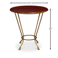 Regency Leather Side Table with Cast-Iron Base Dimensions