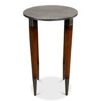 Round Drink Table in Walnut with Old-Iron Textured Top