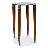 Round Drink Table in Walnut with Old-Iron Textured Top