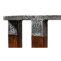 Round Drink Table in Walnut with Old-Iron Textured Top