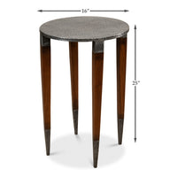 Round Drink Table in Walnut with Old-Iron Textured Top