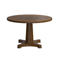 Round Pedestal Dining Table with Radial Walnut Top