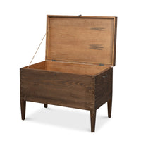 Contemporary Trunk-Form Side Table – Antique Creamy Beige Pine with Metal Clasp - additional view