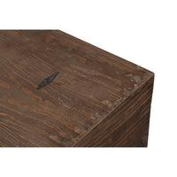 Contemporary Trunk-Form Side Table – Antique Creamy Beige Pine with Metal Clasp - additional view