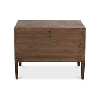 Contemporary Trunk-Form Side Table – Antique Creamy Beige Pine with Metal Clasp - additional view