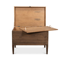 Contemporary Trunk-Form Side Table – Antique Creamy Beige Pine with Metal Clasp - additional view