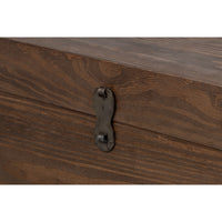 Contemporary Trunk-Form Side Table – Antique Creamy Beige Pine with Metal Clasp - additional view