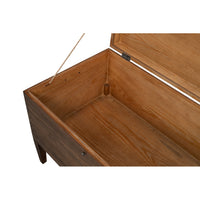 Contemporary Trunk-Form Side Table – Antique Creamy Beige Pine with Metal Clasp - additional view