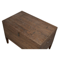 Contemporary Trunk-Form Side Table – Antique Creamy Beige Pine with Metal Clasp - additional view