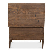 Contemporary Trunk-Form Side Table – Antique Creamy Beige Pine with Metal Clasp - additional view