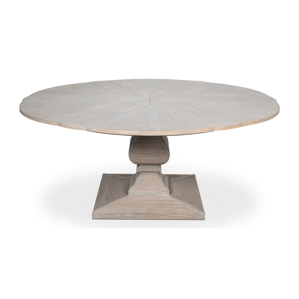 Traditional Jupe Dining Table with Reeded Pedestal, Grey