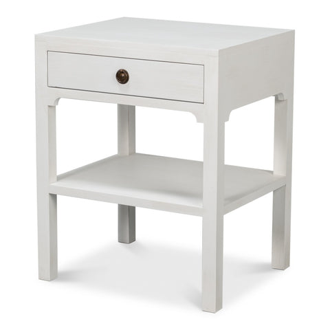 Transitional Single-Drawer Side Table - White Finish