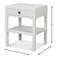 Transitional Single-Drawer Side Table – White Finish - dimension drawing