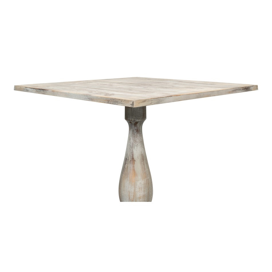 Traditional Bistro Table, 33" Square – Gray Oak Turned Pedestal Base - additional view