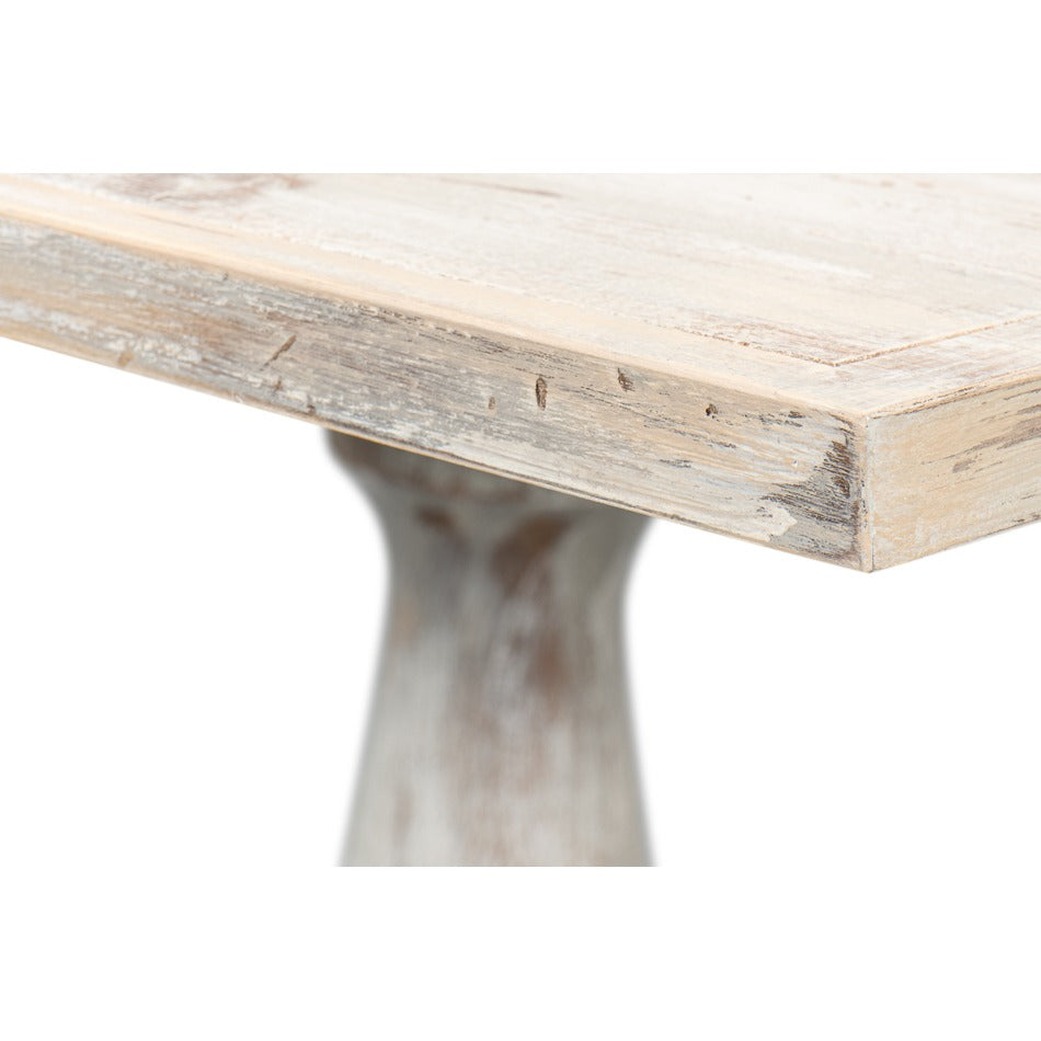 Traditional Bistro Table, 33" Square – Gray Oak Turned Pedestal Base - additional view
