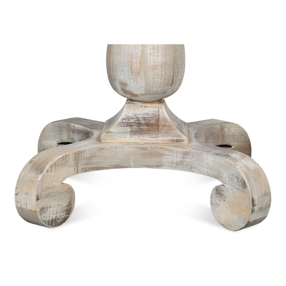 Traditional Bistro Table, 33" Square – Gray Oak Turned Pedestal Base - additional view