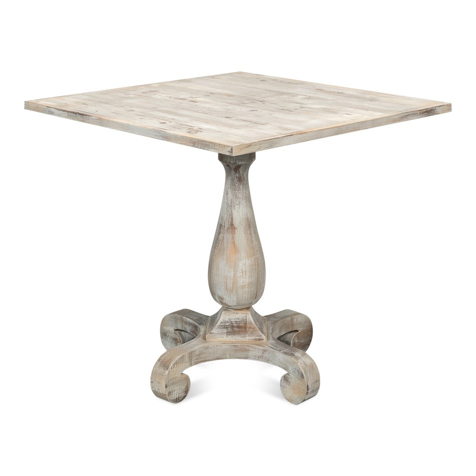 Traditional Bistro Table, 33" Square – Gray Oak Turned Pedestal Base - additional view