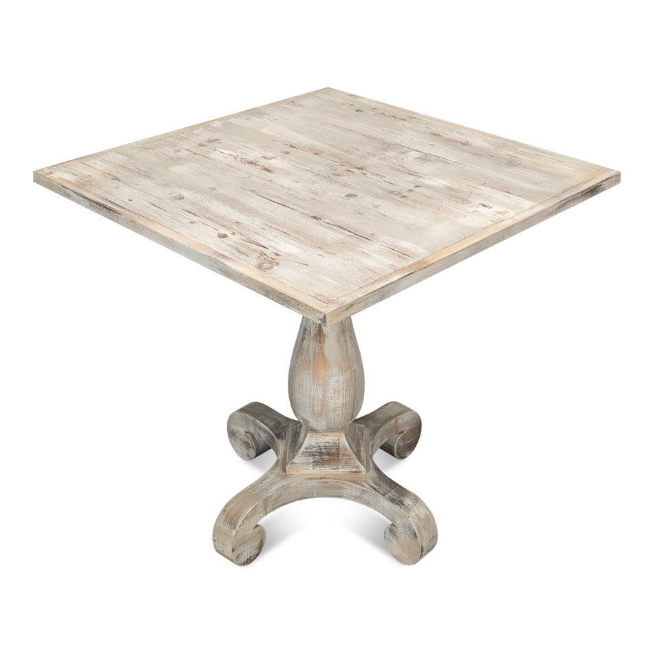 Traditional Bistro Table, 33" Square – Gray Oak Turned Pedestal Base - additional view