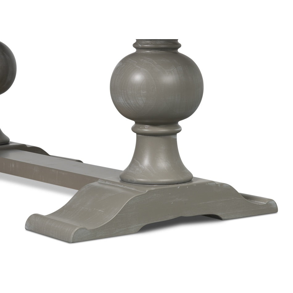Transitional 81-Inch Dining Table with Porcelain Calacatta Top and Turned Trestle Base - additional view