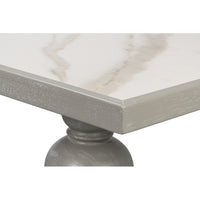Transitional 81-Inch Dining Table with Porcelain Calacatta Top and Turned Trestle Base - additional view