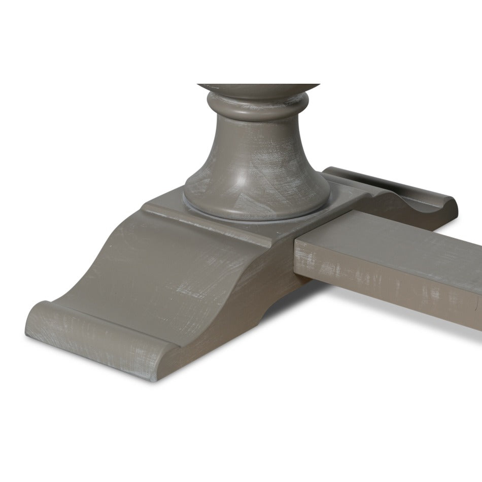 Transitional 81-Inch Dining Table with Porcelain Calacatta Top and Turned Trestle Base - additional view