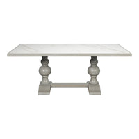 Transitional 81-Inch Dining Table with Porcelain Calacatta Top and Turned Trestle Base - additional view