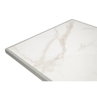 Transitional 81-Inch Dining Table with Porcelain Calacatta Top and Turned Trestle Base - additional view