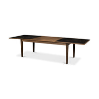 Neo Classic extension dining table with open leaf.