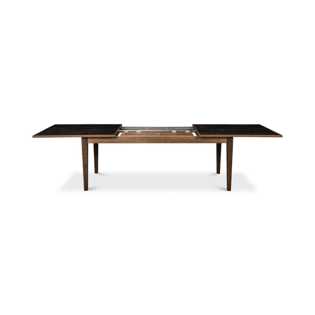 Neo Classic dining table showing extension mechanism.