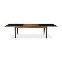 Neo Classic extension dining table with fully extended leaf.
