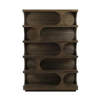 Geometric Mid Century Mahogany Open Bookcase - Medium Finish