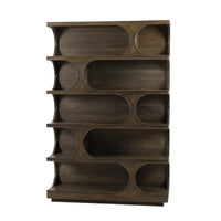 Geometric Mid Century Mahogany Open Bookcase - Medium Finish