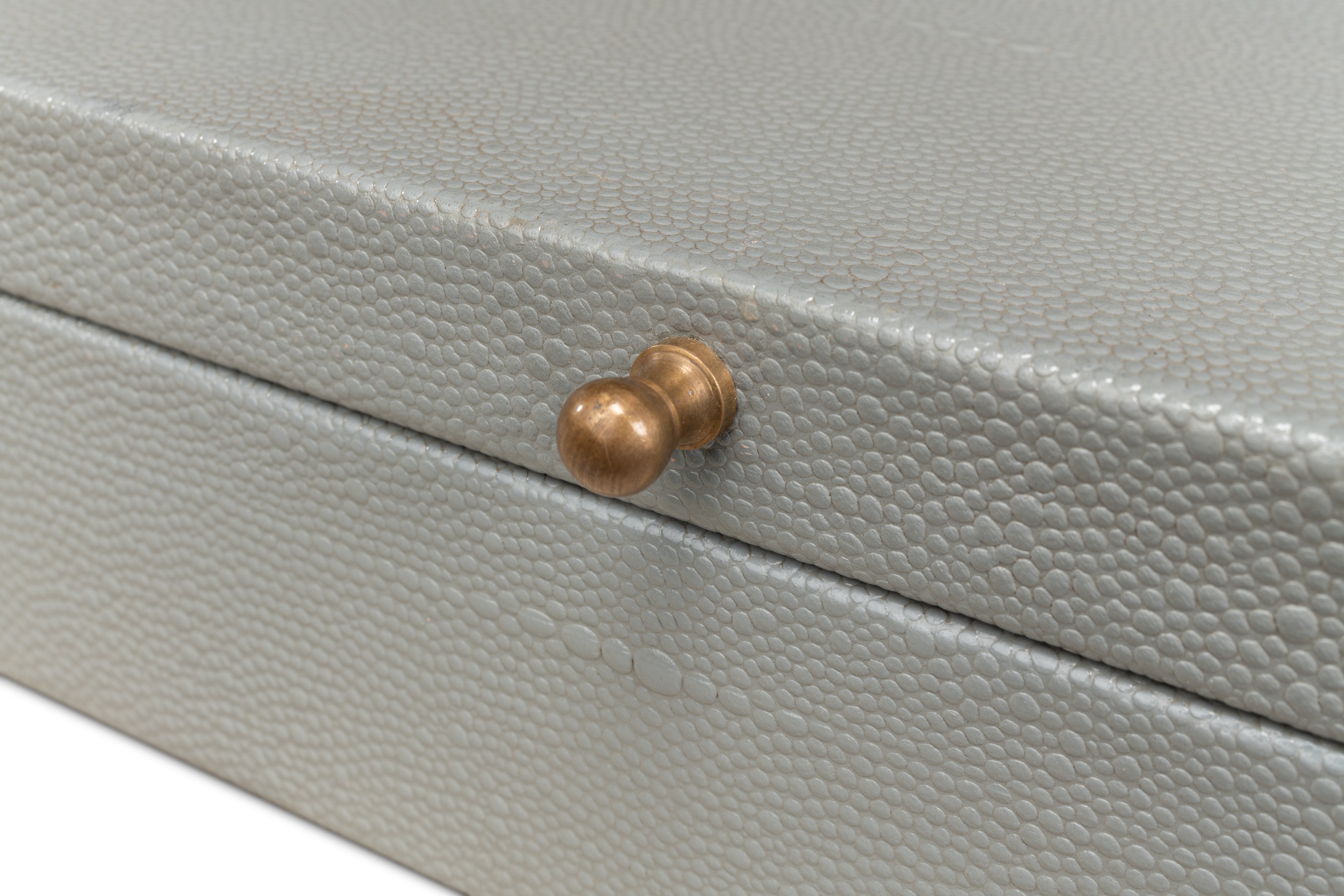 Shagreen Leather Box in Storm Gray, Set of 2