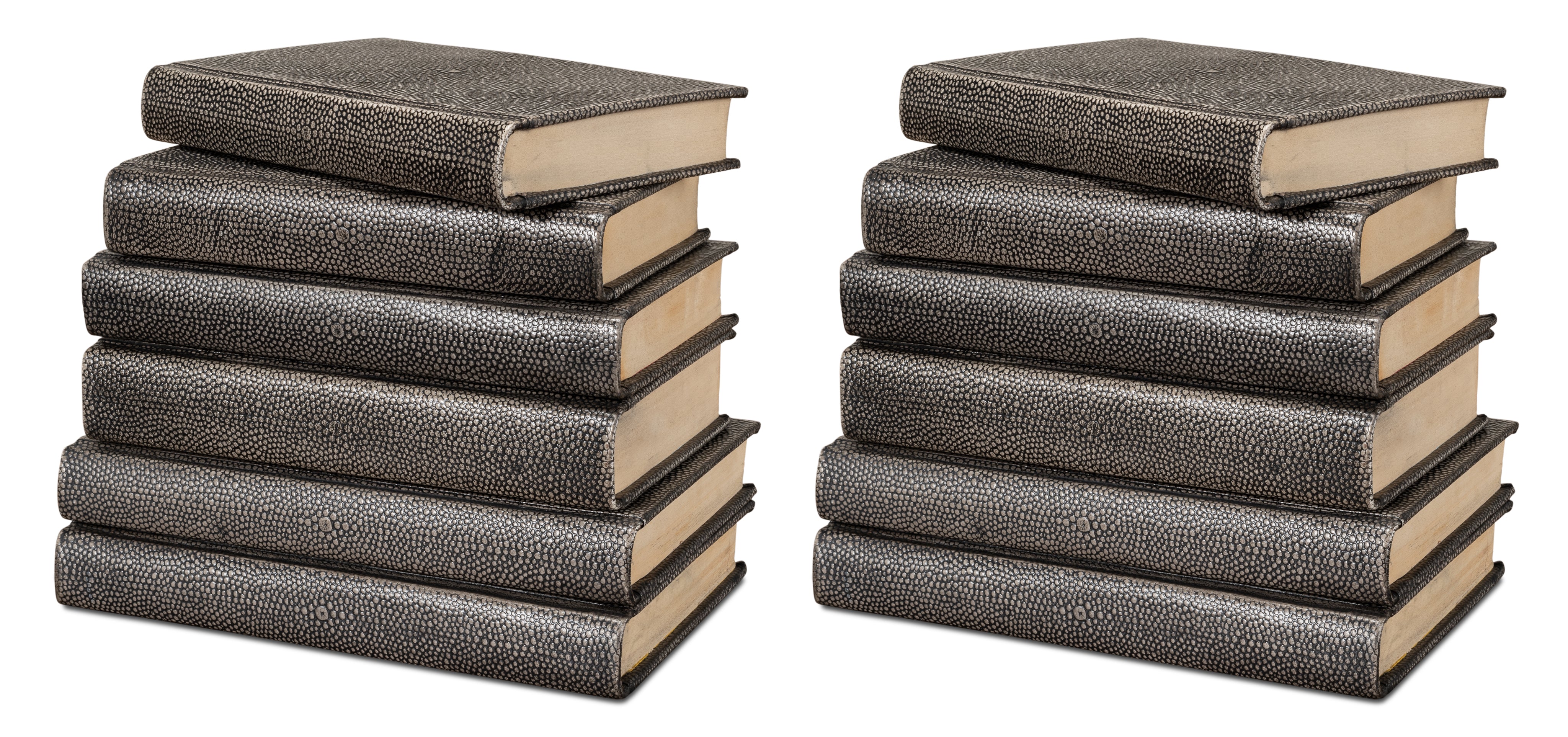 Shagreen Embossed Gray Book Set in Leather, Set of 12