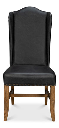 Leather Wingback Dining Chairs in Black, Sets of 2 - view 2