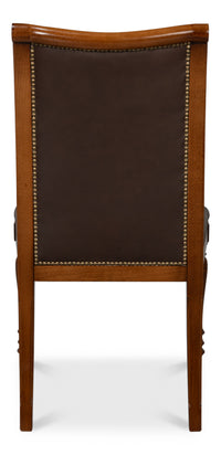 French Empire Dining Chairs in Brown Leather, Sets of 2 - view 4