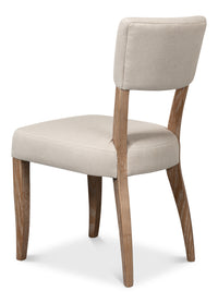 Limed Oak Dining Chairs in Beige Linen, Sets of 2 - view 5