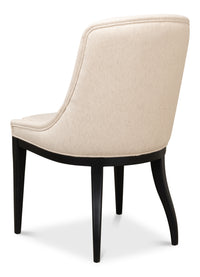 Modern Dining Chair with Sloped Back in Cream Cotton-Linen - view 5