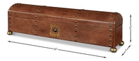 Dome-Top Leather Box with Brass Nailheads and Ball Feet