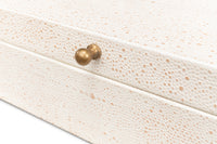 Shagreen Leather Box in Ivory, Set of 2