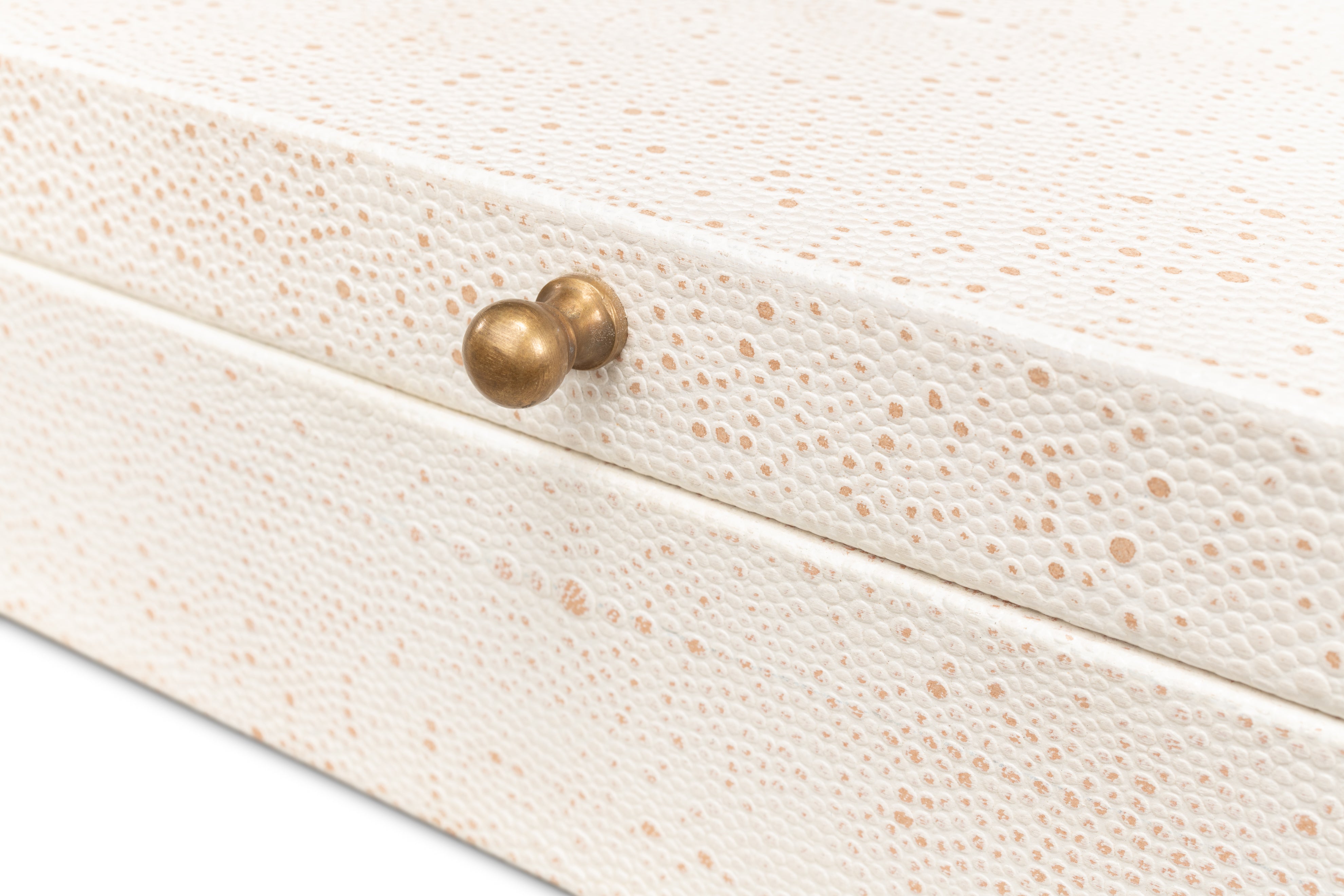 Shagreen Leather Box in Ivory, Set of 2